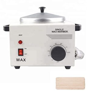Single Pot Wax Warmer Professional Electric Wax Heater Machine Facial Skin SPA Equipment with Adjustable Temperature Set with Wood Craft Sticks（50 Pcs）
