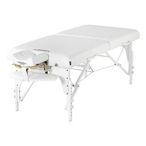 Master Massage 31" Montclair Pro Portable Massage Table Package, Memory Foam Cushioning, Reiki Panels, Shiatsu Cable Release- Tattoo Table, Spa Bed, Facial Bed - White