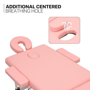 MoNiBloom Portable Massage Table - 82" Height Adjustable SPA Bed, Foldable w/Carry Case, Aluminum Alloy Frame, Pink - Image 10