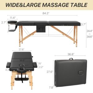 KCC Memory Foam Massage Table Premium Portable Foldable Massage Bed Height Adjustable, 84 Inches Long 28 Inchs Wide Home Salon Spa Bed Tattoo Table with Accessories &Carrying Case, Easy Set Up - Image 3