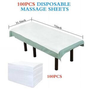 100Pcs Disposable Massage Table Sheets 31.5" x 71" Non-Woven Fabric Bed Covers for Ultimate Hygiene and Comfort in Massage, Tattoo, and Spa Treatments, Breathable and Durable Sheets(White) - Image 3