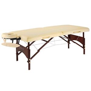 Master Massage 28" Argo Portable Massage Table in Cream with Walnut Legs- Spa Bed for Tabletop Exercise & Massage- Beauty Bed Tattoo Bed- Lash Table