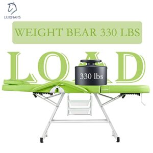LUXMARS Facial Chair Tattoo Chair Massage Table 73 Inch Spa Salon Facial Bed Adjustable Spa Bed Professional Facial Beauty Spa Salon Equipment with Spa Stool Green - Image 3