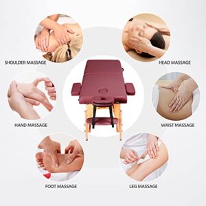 Yaheetech Massage Table Portable Lash Beds Spa Bed Massage Couch Foldable Spa Tables Adjustable 2 Fold with Non-Woven Bag 24 inch, Burgundy - Image 4