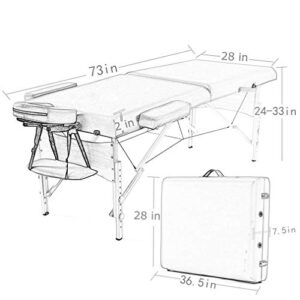 BestMassage Massage Bed Portable Massage Table 28 inche Wide Lash Bed Heigh Adjustable 2 Folding Spa Table with Non-Woven Bag for Spa Footmassage Facial CareSpa Tattoo - Image 8