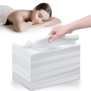 100 Pcs Disposable Bed Sheets (31" x 71"), Waterproof Massage Table Sheets, Non Woven Fabric, Breathable SPA Bed Cover for Ultimate Hygiene & Comfort in Massage,Tattoos,Waxing, for Esthetician (White)