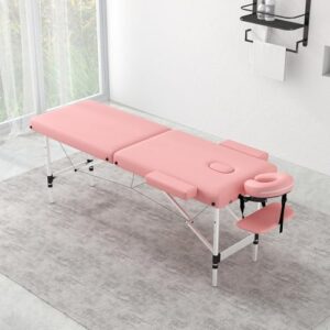 ABET Massage Table, 2 Fold Portable Lash Bed for Eyelash Extensions, Height Adjustable Lightweight Professional Facial Spa Beauty Salon Tattoo Table, Aluminum Feet & Pink - Image 9