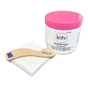 Hair Removal Wax - VEET Sugar Wax, Hair Remover Waxing Kit with Essential Oils and Floral Vanilla Fragrance, 250ml Wax and 12 Fabric Strips with 1 Spatula - Image 11