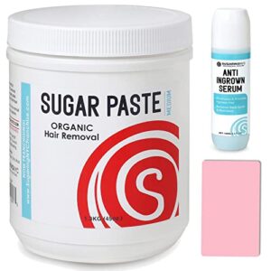 Sugaring Medium Paste for advanced sugaristas and professionals - Ideal for Speed technique with large body areas - Legs, Back bundle with Anti-Ingrown Hair solution and Sugaring Applicator