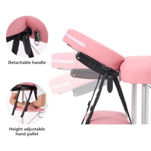 YOUNIKE Portable Massage Table Professional Aluminum Alloy 3 Folding with Backrest Lightweight Height Adjustable Lash Bed Facial Spa Beauty Salon Tattoo Home Fully Accessories Pink - Image 4