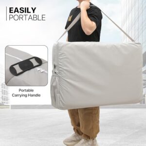 MoNiBloom 3 Fold Portable Massage Table - 82" Height Adjustable SPA Bed w/Carry Case & Aluminum Alloy Frame, White - Image 14