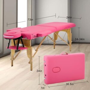 BestMassage Massage Bed Portable Massage Table 24 inche Wide Lash Bed Heigh Adjustable 2 Folding Spa Table with Non-Woven Bag for Spa Footmassage Facial CareSpa Tattoo - Image 6