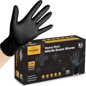 TitanFlex Disposable Nitrile Exam Gloves - 6-mil, Black, Small 100-ct Box, Heavy Duty, Latex Free, Food Safe for Cooking & Food Prep
