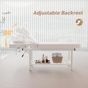 OmySalon Massage Bed Professional Esthetician Bed with Removable Headrest(White) - Image 3