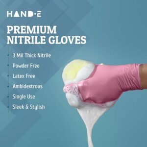 Hand-E Touch Pink Nitrile Disposable Gloves Small, 50 Count - Esthetician, Nail Tech, Microblading, Hair Dye & Stylist, Salon, Cleaning Gloves - Latex Free - Image 5