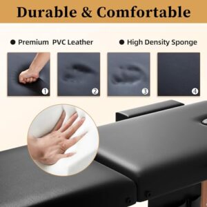 civama Massage Table Massage Bed Portable, 29 LBs Light Weight 2 Section Foldable Tattoo Bed Facial Care Spa Lash Bed Height Adjustable Sturdy Wooden Frame with Accessories Carrying Bag, Black - Image 4