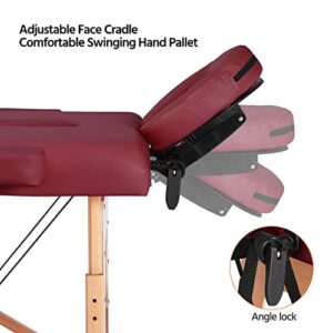Yaheetech Massage Table Portable Lash Beds Spa Bed Massage Couch Foldable Spa Tables Adjustable 2 Fold with Non-Woven Bag 24 inch, Burgundy - Image 6