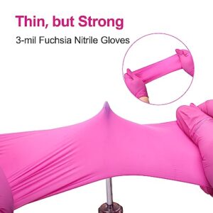 SwiftGrip Powder-Free Nitrile Gloves, X-Small, 100ct Box - 3-mil, Disposable, Latex-Free, for Kitchen, Cleaning, Estheticians, Hair Stylist - Pink/Fuchsia - Image 5