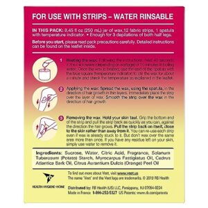 Hair Removal Wax - VEET Sugar Wax, Hair Remover Waxing Kit with Essential Oils and Floral Vanilla Fragrance, 250ml Wax and 12 Fabric Strips with 1 Spatula - Image 14