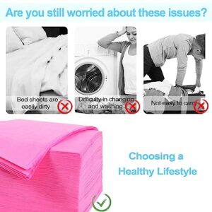 100Pcs Disposable Bed Sheets,31''x71'' Waterproof Massage Table Sheet Protector Non Woven Fabric Bed Cover for Massage Therapy Tattoo Beauty Salon Hotels Esthetician (Pink) - Image 3