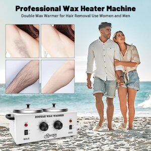 Double Professional Electric Wax Warmer with Dual Pots for Hair Removal, Paraffin Facial, Skin, and Body Spa - Adjustable Temperature, Includes 100 Wax Sticks - Image 8