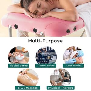 PrimeZone Portable Massage Table Lash Bed- 2 Folding Massage Bed, Height Adjustable Pink Tattoo Lash Table with Accessories, Professional Wooden Spa Table for Eyelash, Facial, Home, Therapy, 84" x 32" - Image 8
