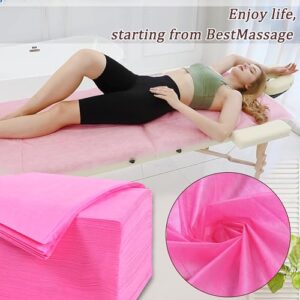 100 Pcs Disposable Bed Sheets 31" x 71" Massage Table Sheets Non Woven Fabric SPA Bed Cover Breathable for Massage Beauty Tattoos (100 Pcs Pink) - Image 3