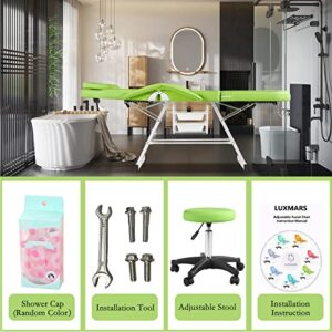 LUXMARS Facial Chair Tattoo Chair Massage Table 73 Inch Spa Salon Facial Bed Adjustable Spa Bed Professional Facial Beauty Spa Salon Equipment with Spa Stool Green - Image 4