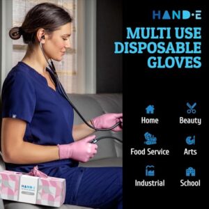 Hand-E Touch Pink Nitrile Disposable Gloves Small, 50 Count - Esthetician, Nail Tech, Microblading, Hair Dye & Stylist, Salon, Cleaning Gloves - Latex Free - Image 6