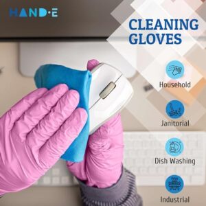 Hand-E Touch Pink Nitrile Disposable Gloves Small, 50 Count - Esthetician, Nail Tech, Microblading, Hair Dye & Stylist, Salon, Cleaning Gloves - Latex Free - Image 4