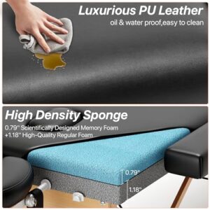 KCC Memory Foam Massage Table Premium Portable Foldable Massage Bed Height Adjustable, 84 Inches Long 28 Inchs Wide Home Salon Spa Bed Tattoo Table with Accessories &Carrying Case, Easy Set Up - Image 5