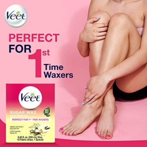 Hair Removal Wax - VEET Sugar Wax, Hair Remover Waxing Kit with Essential Oils and Floral Vanilla Fragrance, 250ml Wax and 12 Fabric Strips with 1 Spatula - Image 7