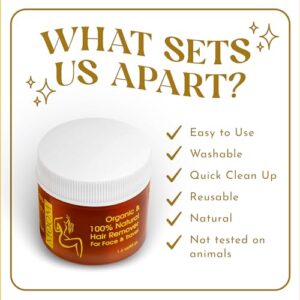 MOOM - Facial Sugaring Wax Travel Kit, Hair Removal for Chin, Eyebrows & Upper Lip - Made with Aloe Vera & Tea Tree Oil - Includes 1.6oz Jar, 6 Reusable Fabric Strips & 2 Wax Applicator Sticks - Image 3