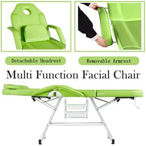 LUXMARS Facial Chair Tattoo Chair Massage Table 73 Inch Spa Salon Facial Bed Adjustable Spa Bed Professional Facial Beauty Spa Salon Equipment with Spa Stool Green - Image 7