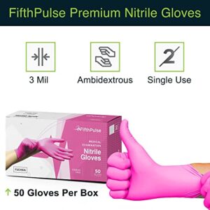 Fuchsia Hot Pink Nitrile Disposable Gloves - 50 Count - 3 Mil Nitrile Gloves Medium - Powder and Latex Free Rubber Gloves - Surgical Medical Exam Gloves - Food Safe Cooking Gloves - Image 6