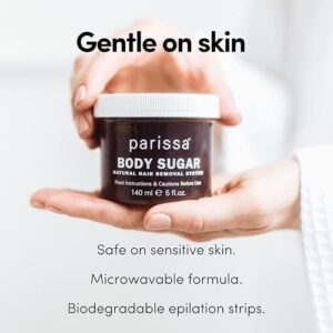 Parissa Face & Body Sugar Wax for Sensitive Skin, 100% Natural Hair Removal, At-Home Waxing Kit - 140ml Chamomile Sugar Wax, 20 Epilation Strips, 3 Wooden Spatulas, 5 Fl Oz (Pack of 1) - Image 3